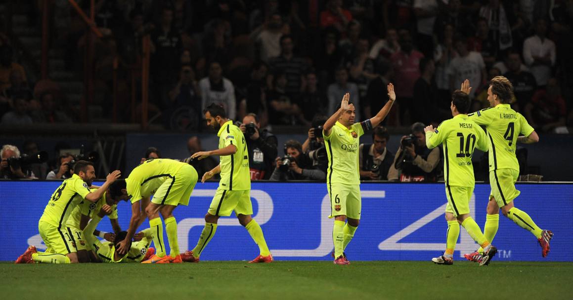 La festa del Barcellona: a Parigi ha vinto 3-1. Afp